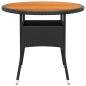 vidaXL Mesa de jardín madera acacia y ratán sintético negro Ø80x75 cm vidaXL Mesa de jardín madera acacia y ratán sintético negro Ø80x75 cm