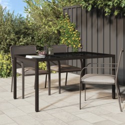 vidaXL Mesa jardín vidrio templado ratán sintético 150x90x75 cm marrón