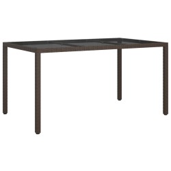 vidaXL Mesa jardín vidrio templado ratán sintético 150x90x75 cm marrón