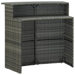vidaXL Mesa alta de jardín ratán sintético gris 120x55x110 cm