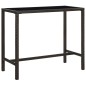 vidaXL Mesa alta de jardín ratán sintético y vidrio marrón 130x60x110cm