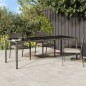 vidaXL Mesa de jardín de vidrio templado ratán PE gris 250x100x75 cm vidaXL Mesa de jardín de vidrio templado ratán PE gris 250x100x75 cm
