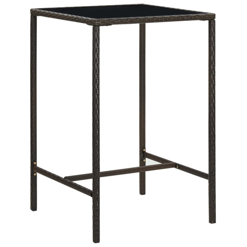 vidaXL Mesa alta de jardín ratán sintético y vidrio marrón 70x70x110 cm vidaXL Mesa alta de jardín ratán sintético y vidrio marrón 70x70x110 cm