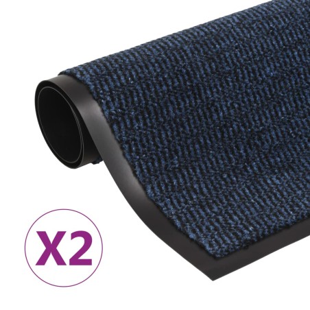 vidaXL Alfombras de entrada rectangulares de nudo 2 uds azul 120x180cm