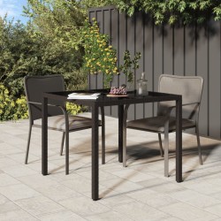 vidaXL Mesa jardín vidrio templado ratán sintético 90x90x75 cm marrón