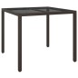 vidaXL Mesa jardín vidrio templado ratán sintético 90x90x75 cm marrón vidaXL Mesa jardín vidrio templado ratán sintético 90x90x75 cm marrón