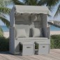 vidaXL Silla playa Strandkorb con cojines ratán sintético madera gris vidaXL Silla playa Strandkorb con cojines ratán sintético madera gris