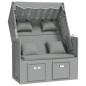 vidaXL Silla playa Strandkorb con cojines ratán sintético madera gris vidaXL Silla playa Strandkorb con cojines ratán sintético madera gris