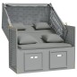 vidaXL Silla playa Strandkorb con cojines ratán sintético madera gris vidaXL Silla playa Strandkorb con cojines ratán sintético madera gris