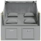 vidaXL Silla playa Strandkorb con cojines ratán sintético madera gris vidaXL Silla playa Strandkorb con cojines ratán sintético madera gris
