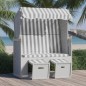 vidaXL Silla playa Strandkorb dosel ratán sintético madera gris blanco vidaXL Silla playa Strandkorb dosel ratán sintético madera gris blanco