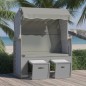 vidaXL Silla playa Strandkorb con dosel ratán sintético madera gris vidaXL Silla playa Strandkorb con dosel ratán sintético madera gris