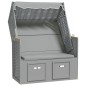 vidaXL Silla playa Strandkorb con dosel ratán sintético madera gris vidaXL Silla playa Strandkorb con dosel ratán sintético madera gris