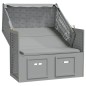 vidaXL Silla playa Strandkorb con dosel ratán sintético madera gris vidaXL Silla playa Strandkorb con dosel ratán sintético madera gris