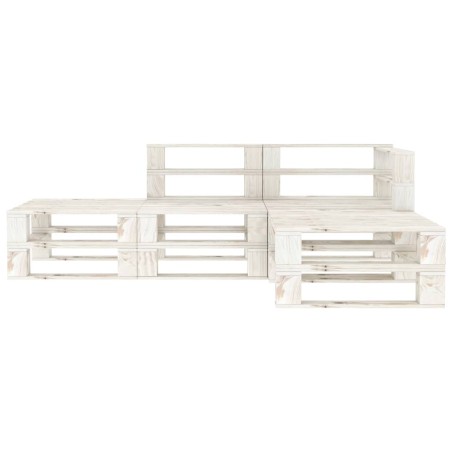 vidaXL Juego de muebles de palets para jardín 4 piezas madera blanco