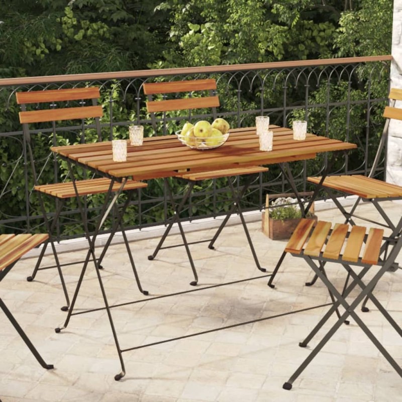 vidaXL Mesa de cafetería plegable madera acacia y acero 100x54x71 cm vidaXL Mesa de cafetería plegable madera acacia y acero 100x54x71 cm