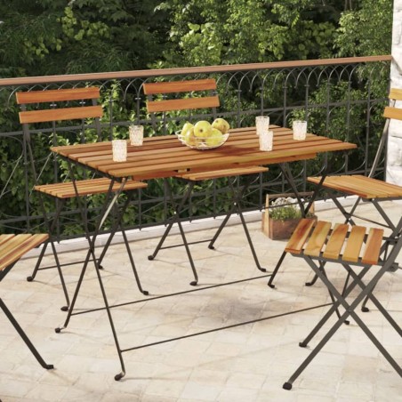 vidaXL Mesa de cafetería plegable madera acacia y acero 100x54x71 cm