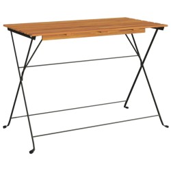 vidaXL Mesa de cafetería plegable madera acacia y acero 100x54x71 cm