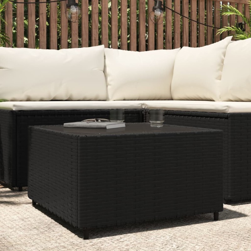 vidaXL Mesa de centro jardín cuadrada ratán sintético negro 50x50x30cm vidaXL Mesa de centro jardín cuadrada ratán sintético negro 50x50x30cm