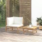 vidaXL Set de muebles de jardín 2 piezas bambú y cojines blanco crema vidaXL Set de muebles de jardín 2 piezas bambú y cojines blanco crema
