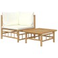 vidaXL Set de muebles de jardín 2 piezas bambú y cojines blanco crema vidaXL Set de muebles de jardín 2 piezas bambú y cojines blanco crema