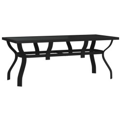 vidaXL Mesa de jardín acero y vidrio negro 180x80x70 cm