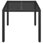 vidaXL Mesa de jardín superficie de vidrio ratán PE negro 90x90x75 cm vidaXL Mesa de jardín superficie de vidrio ratán PE negro 90x90x75 cm
