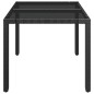vidaXL Mesa de jardín superficie de vidrio ratán PE negro 90x90x75 cm vidaXL Mesa de jardín superficie de vidrio ratán PE negro 90x90x75 cm