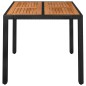 vidaXL Mesa de jardín superficie de madera ratán PE negro 90x90x75 cm vidaXL Mesa de jardín superficie de madera ratán PE negro 90x90x75 cm
