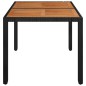 vidaXL Mesa de jardín superficie de madera ratán PE negro 90x90x75 cm vidaXL Mesa de jardín superficie de madera ratán PE negro 90x90x75 cm