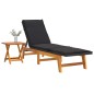 vidaXL Tumbona con mesa ratán sintético y madera maciza de acacia vidaXL Tumbona con mesa ratán sintético y madera maciza de acacia
