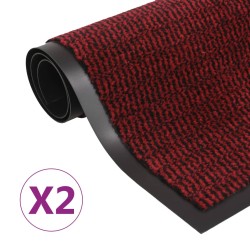 vidaXL Alfombras de entrada rectangulares de nudo 2 uds rojo 90x150 cm
