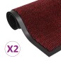 vidaXL Alfombras de entrada rectangulares de nudo 2 uds rojo 90x150 cm