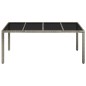 vidaXL Mesa de jardín superficie de vidrio ratán PE gris 190x90x75 cm vidaXL Mesa de jardín superficie de vidrio ratán PE gris 190x90x75 cm