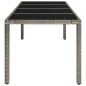 vidaXL Mesa de jardín superficie de vidrio ratán PE gris 190x90x75 cm vidaXL Mesa de jardín superficie de vidrio ratán PE gris 190x90x75 cm