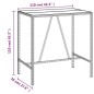 vidaXL Mesa alta bar con superficie vidrio ratán PE gris 110x70x110 cm vidaXL Mesa alta bar con superficie vidrio ratán PE gris 110x70x110 cm