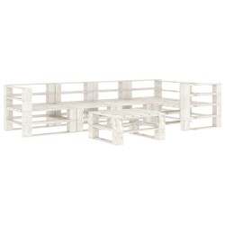 vidaXL Juego de muebles de palets para jardín 6 piezas madera blanco