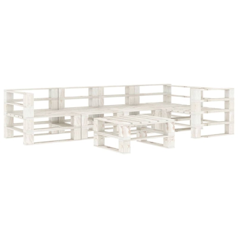 vidaXL Juego de muebles de palets para jardín 6 piezas madera blanco vidaXL Juego de muebles de palets para jardín 6 piezas madera blanco