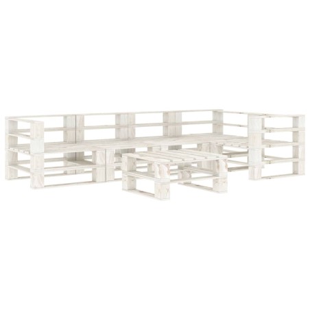 vidaXL Juego de muebles de palets para jardín 6 piezas madera blanco
