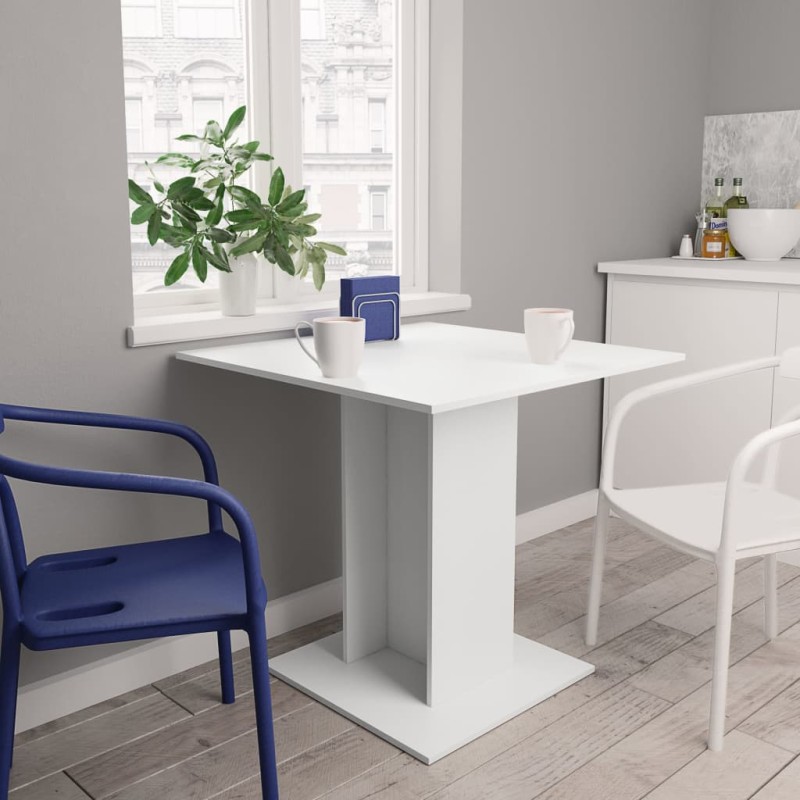 vidaXL Mesa de comedor de madera contrachapada blanco 80x80x75 cm vidaXL Mesa de comedor de madera contrachapada blanco 80x80x75 cm