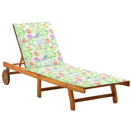 vidaXL Tumbona de jardín con cojín madera maciza de acacia 