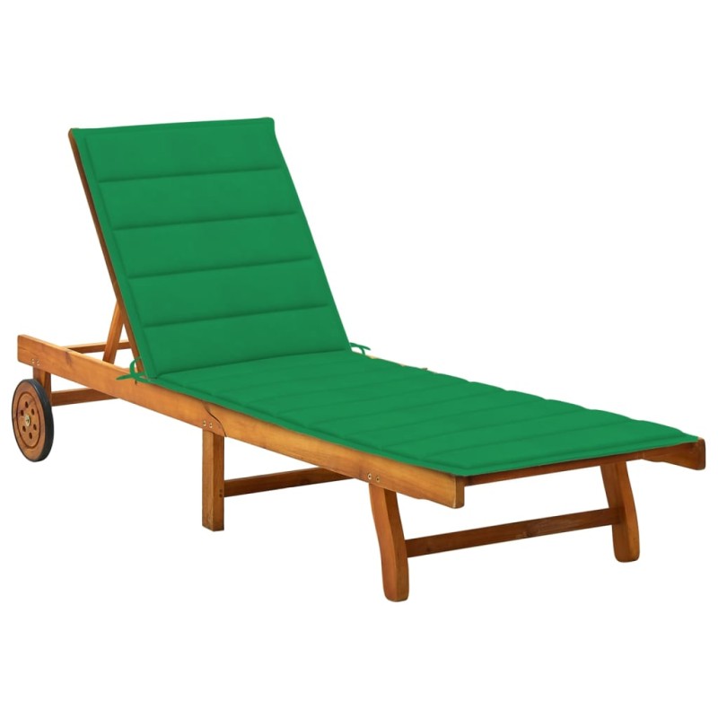 vidaXL Tumbona de jardín con cojín madera maciza de acacia vidaXL Tumbona de jardín con cojín madera maciza de acacia