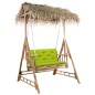 vidaXL Banco columpio de 2 plazas hojas de palma y cojín bambú 202 cm vidaXL Banco columpio de 2 plazas hojas de palma y cojín bambú 202 cm