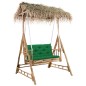 vidaXL Banco columpio de 2 plazas hojas de palma y cojín bambú 202 cm vidaXL Banco columpio de 2 plazas hojas de palma y cojín bambú 202 cm