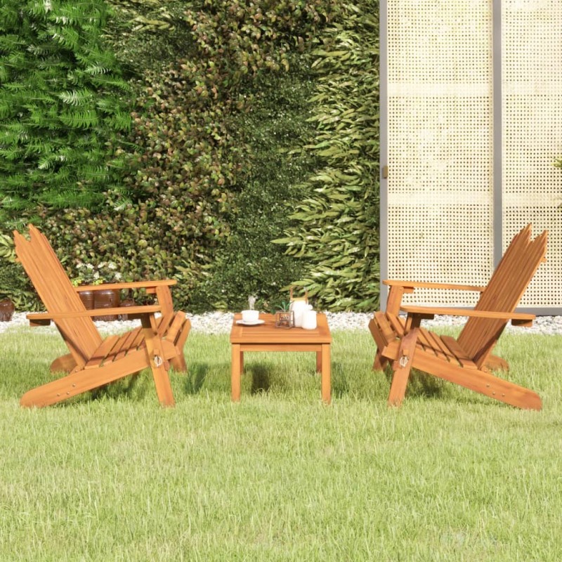 vidaXL Juego de muebles de jardín Adirondack 3 piezas madera acacia