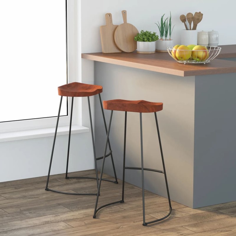 vidaXL Taburetes de bar Gavin 2 uds madera mango maciza 50x40x78 cm vidaXL Taburetes de bar Gavin 2 uds madera mango maciza 50x40x78 cm