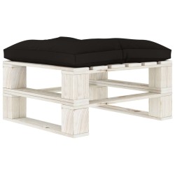 vidaXL Otomana de palets de jardín con cojín negro madera