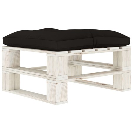 vidaXL Otomana de palets de jardín con cojín negro madera