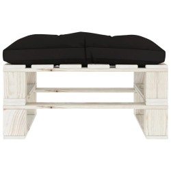 vidaXL Otomana de palets de jardín con cojín negro madera