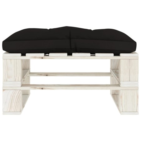 vidaXL Otomana de palets de jardín con cojín negro madera